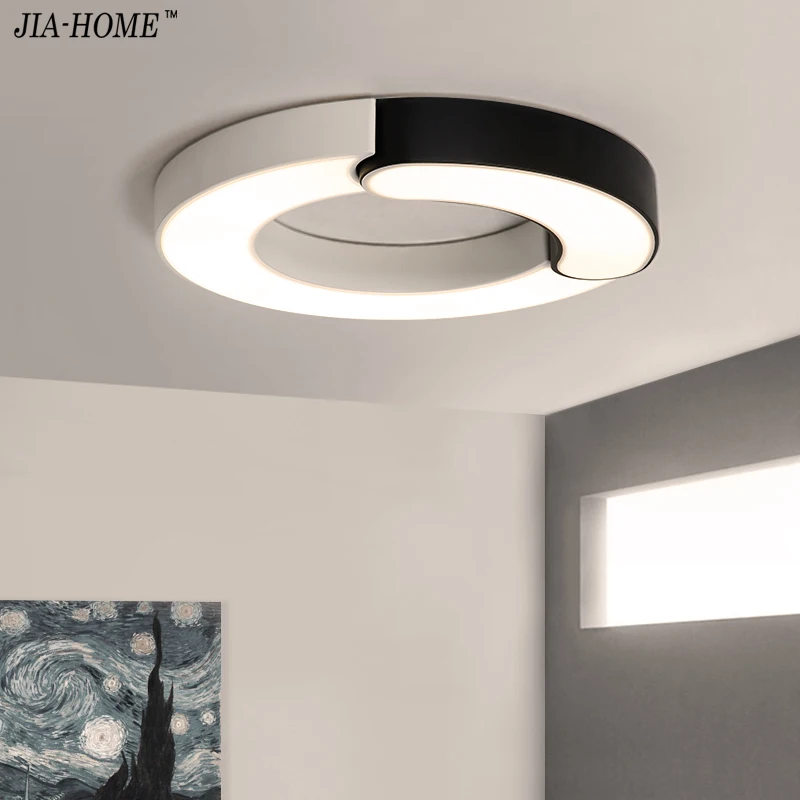 

Remote control Living room Bedroom Ceiling Lights White and black iron body Surface Mounted led lighting Fixtures AC85V-260V