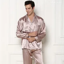 2019 Spring Men's Stain Silk Pajama Set Home Wear Silk Sleepwear Men Sexy Modern Style Soft Cozy Satin Nightgown 2019 Spring Men's Stain Silk Pajama Set Home Wear Silk Sleepwear Men Sexy Modern Style Soft Cozy Satin Nightgown