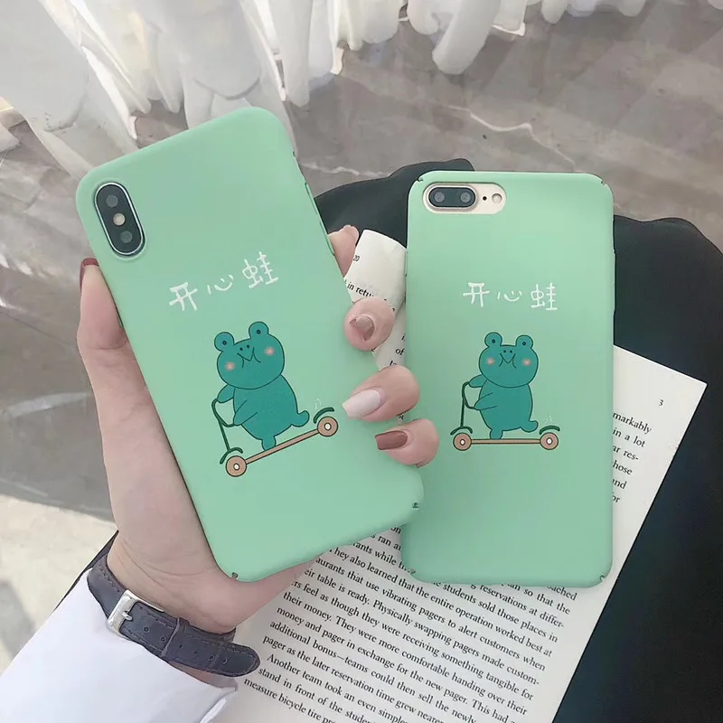 Cartoon Frog Animal Shockproof Case For iPhone 7 8 Plus Matte Hard X XS Max XR 6s PC Phone Cover Funda |