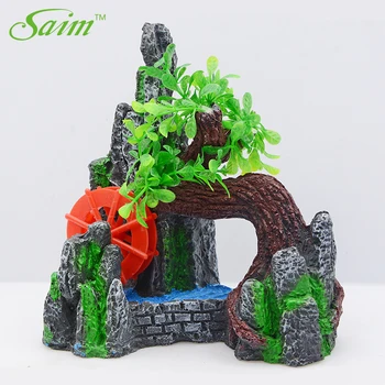

Saim Resin Stone Rockery Aquarium Decoration Aquatic Waterweel Air Bubble Artificial Stone Hiding Cave Background Decorative