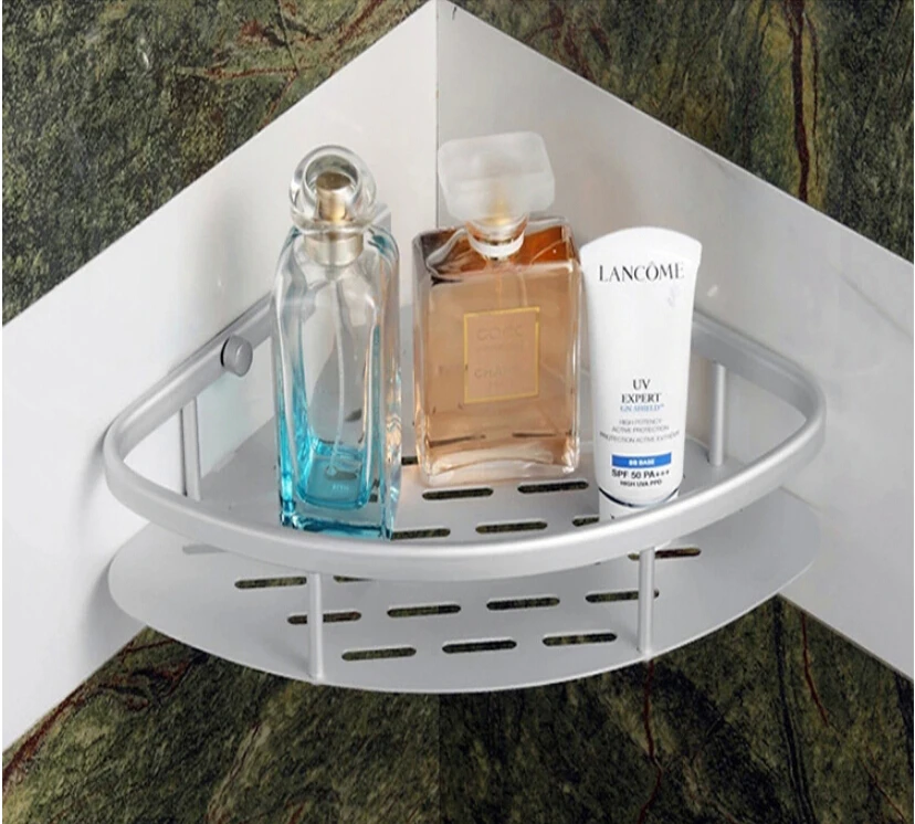 wholesale and retail aluminum material corner storage baskets bathroom