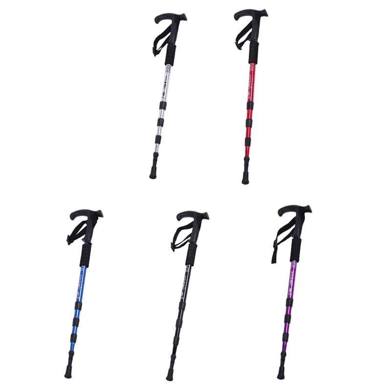عصا للمشي 4 المفاصل T-مقبض قابل للتعديل مكافحة زلة سبائك الألومنيوم قصب في الهواء الطلق تسلق اكسسوارات عصا للمشي 4 المفاصل T-مقبض قابل للتعديل مكافحة زلة سبائك الألومنيوم قصب في الهواء الطلق تسلق اكسسوارات