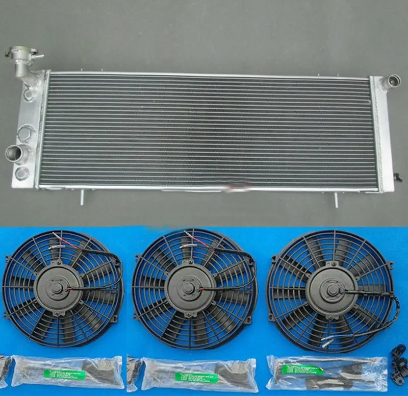 

3Rows Aluminum Radiator + 7" FAN*3 For Jeep Comanche MJ Pickup Truck / Wagoneer/Cherokee XJ SE Sport 2.5L/4.0L I6 AT/MT 92 95 00