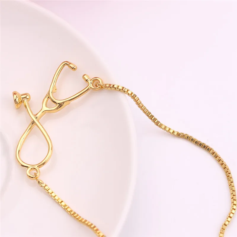 Medical Stethoscope Bracelet Box Adjustable Chain Jewelry Gift For Doctor Medical Friends Charm Women Men Bracelets bracelet jewelry