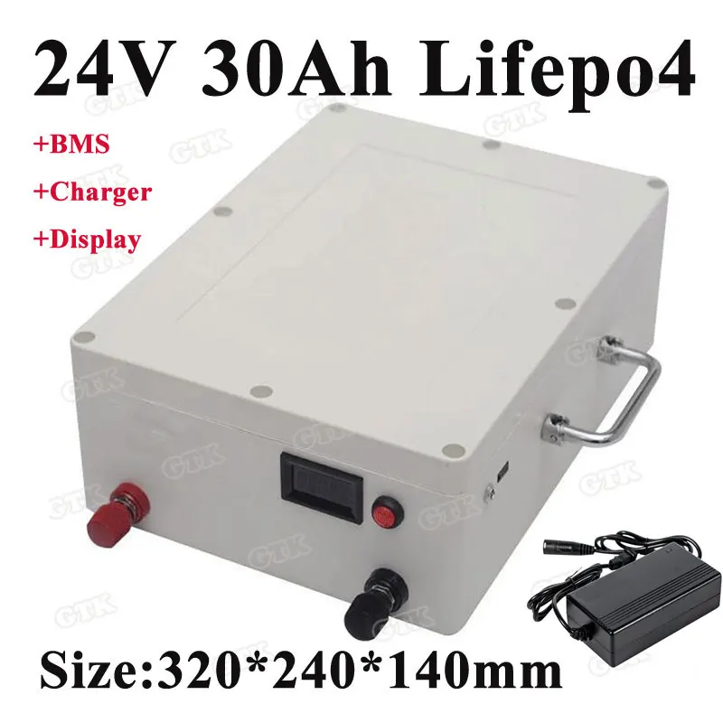Мощный 24 В lifepo4 в 30 Ач литиевый аккумулятор с BMS/дисплеем для электрического