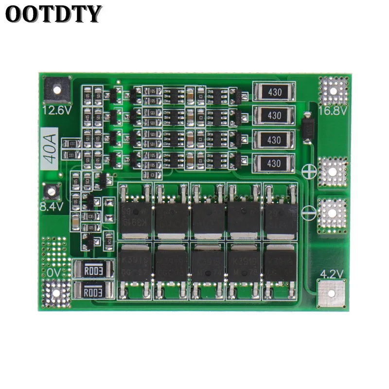 

4S 40A 18650 Lithium Li-ion Battery Charger Protection Board PCB BMS w/Balancer For Drill Motor 14.8V 16.8V Lipo Cell Module