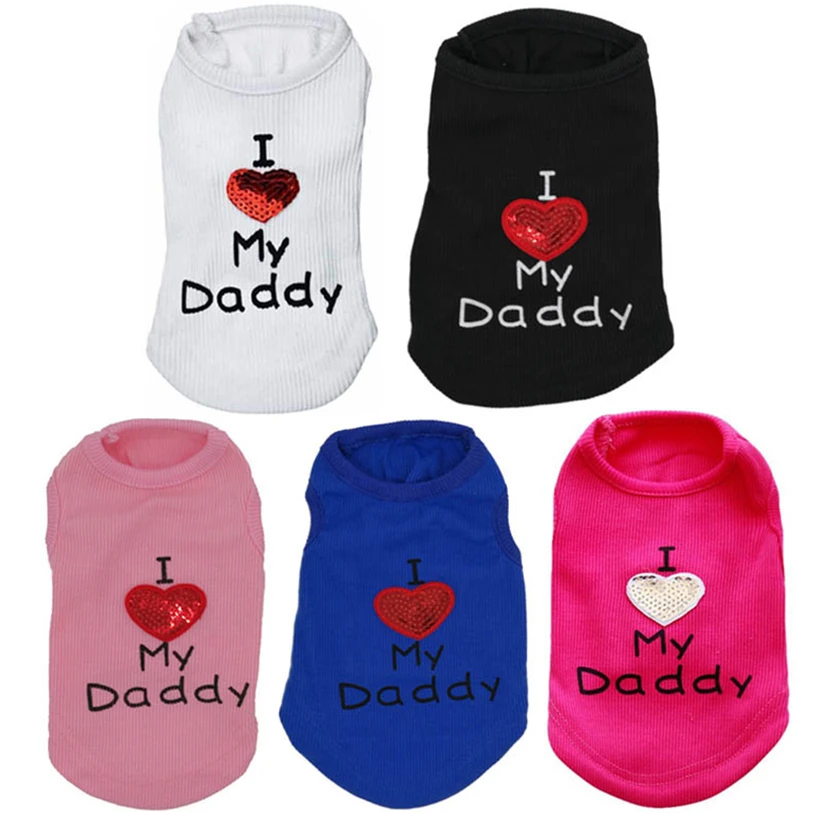 Осенне зимние футболки с надписью I Love My Daddy/Мама собака жилет Рубашка рисунком