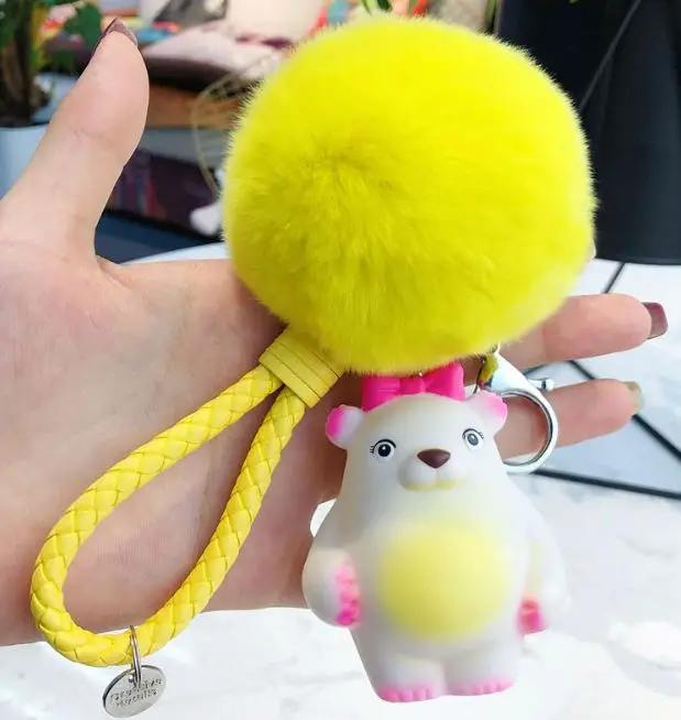 1 шт. милый мультяшный медведь кукла плюшевый брелок детские игрушки брелок в форме меховых шариков женский автомобильный кошелек сумка Подвеска для девочки плюшевая игрушка