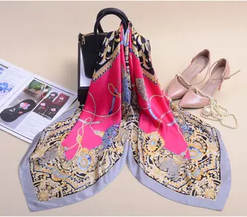 

Shistal-pure silk square scarf 110cm fashion print women and girl brand shawl