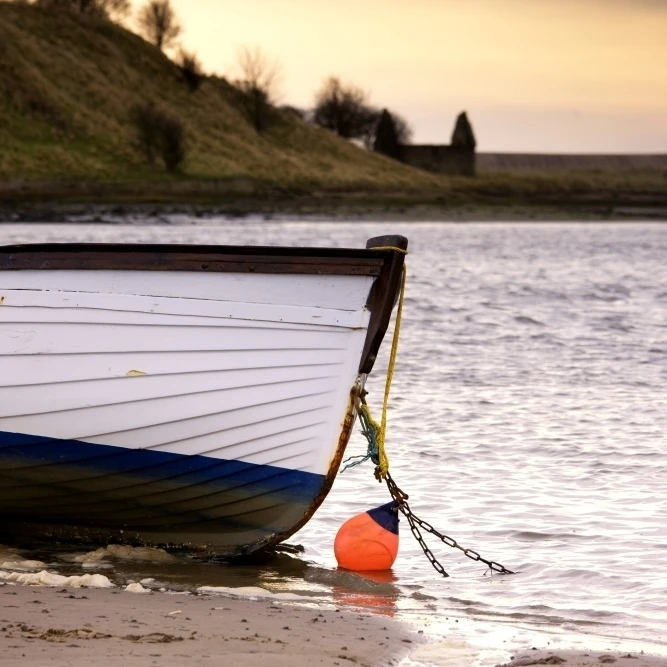 Boat On Seashore  Alnmouth  Northumberland  England Poster Print (12 x 19)