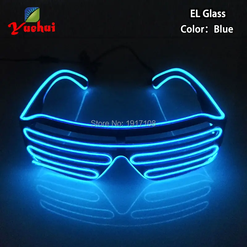 

For Halloween Decoration EL LED Glasses Luminous supplies Lighting Blue Glowing Classic Toys For Dance DJ Party Glasses