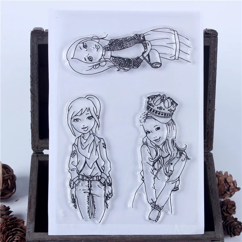 Girl Transparent Clear Stamps for DIY Scrapbooking/Card Making/Kids Christmas Fun Decoration Supplies | Дом и сад