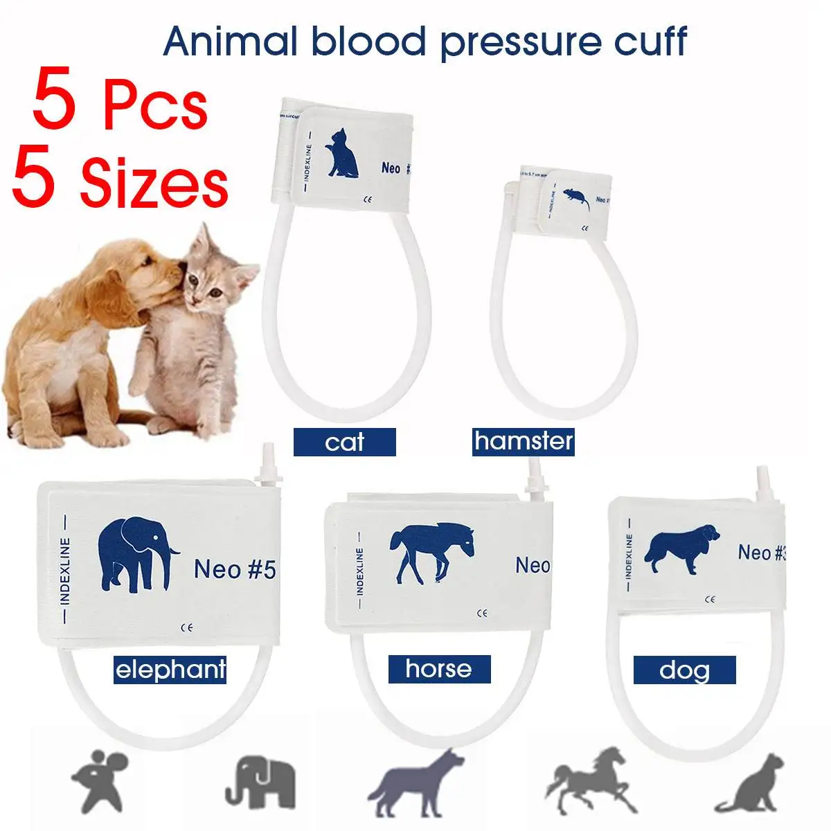 5 размеров/лот ветеринарная манжета для измерения артериального давления пациента с монитором животных домашних животных с одной трубкой всех размеров слон лошадь собака