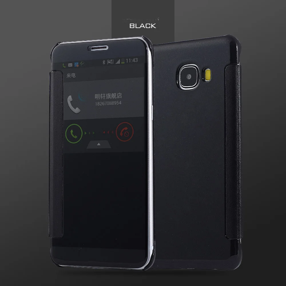 Зеркальная поверхность Чехол С Откидывающейся Крышкой для Samsung Galaxy J1 J3 J5 J7 A3 A5 A7 A8 Prime On5 On7 Note 5 4 C5 C7 C9 Pro задняя крышка - Цвет: JM Black