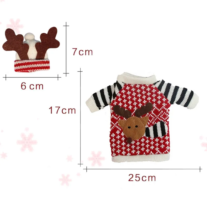 Cute Elk Sweater Christmas Wine Bottle Cover Merry Christmas Champagne Covers Xmas Decorative Christmas Dinner Table Decoration