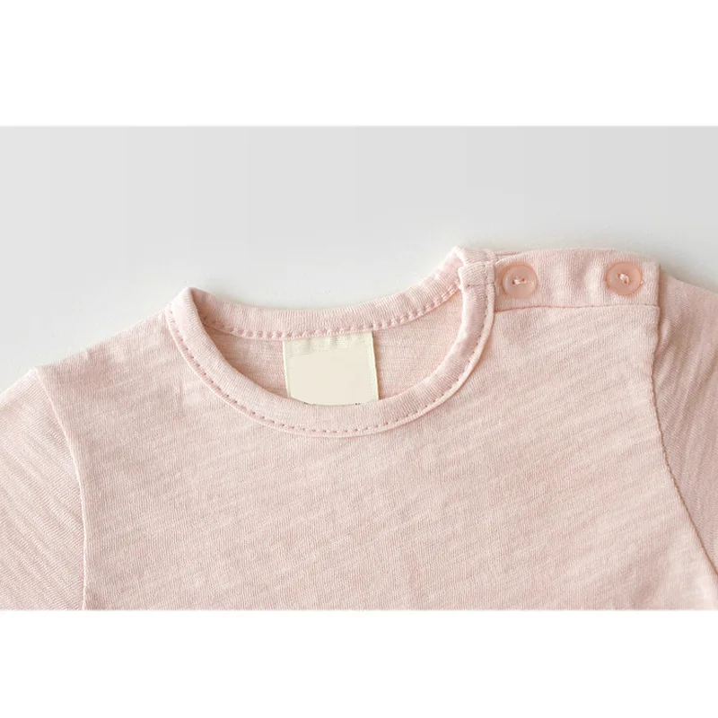Мягкая удобная рубашка с короткими рукавами для мальчиков и девочек; Однотонная футболка; летние топы для новорожденных; детская верхняя одежда