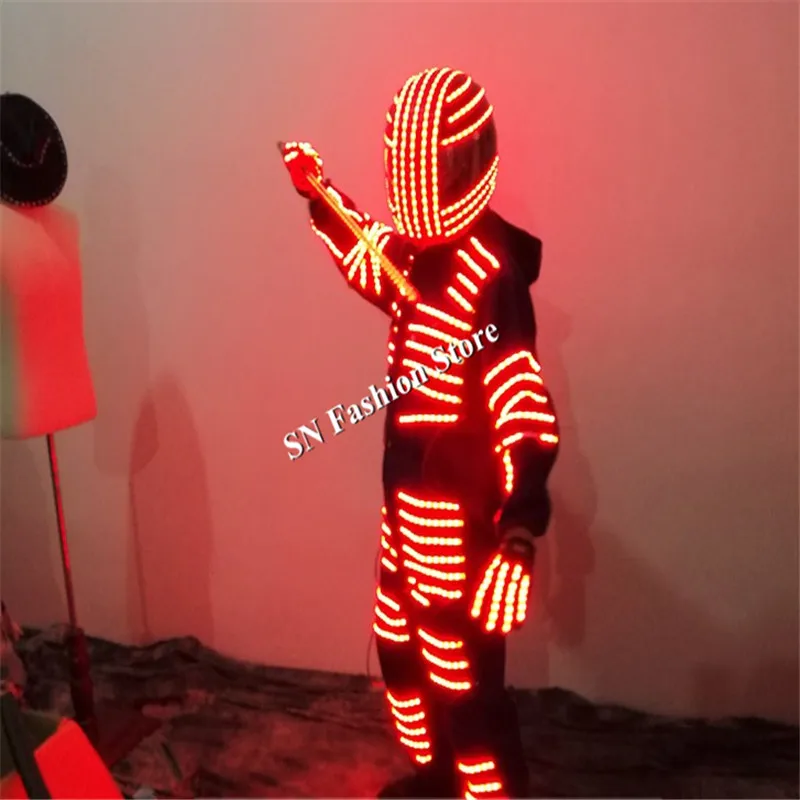 

LZ17 LED robot costumes dance robot luminous suit RGB colorful light led costumes bar party stage wears clothes dj helmet disco