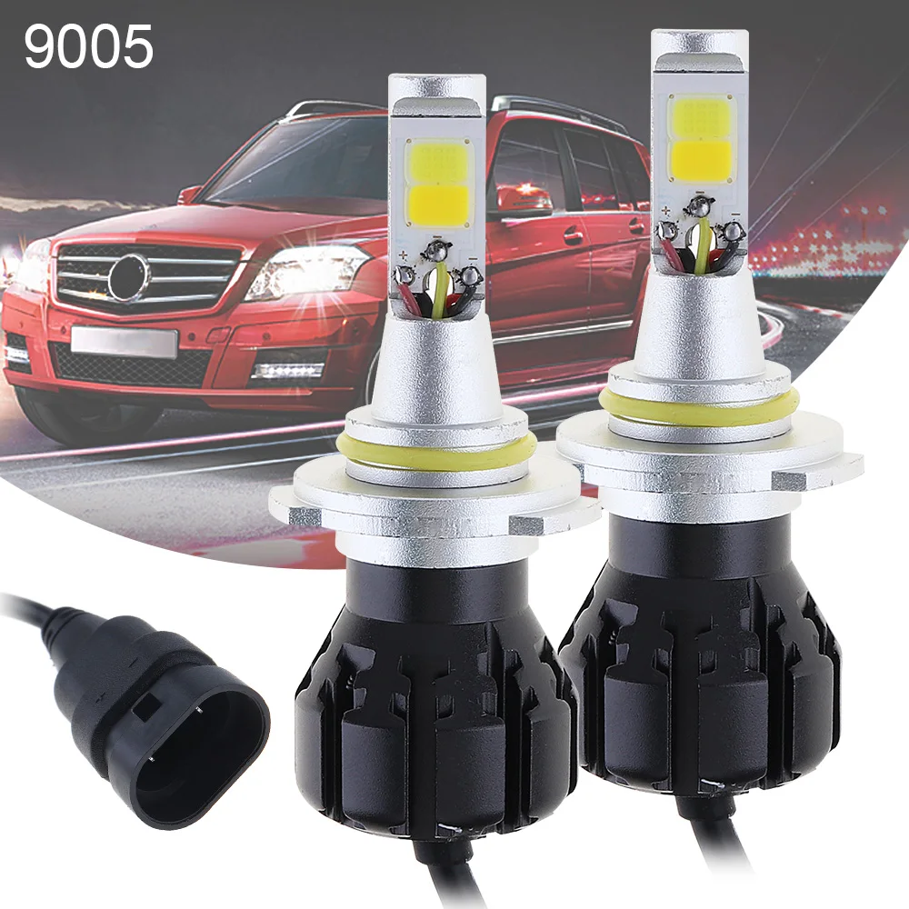 

2pcs Car Led Bulbs 12V 2400Lm 9005 9006 White + Gold Car Daytime Running Lights DRL Fog Light Driving Lamp for Cars Vehicles