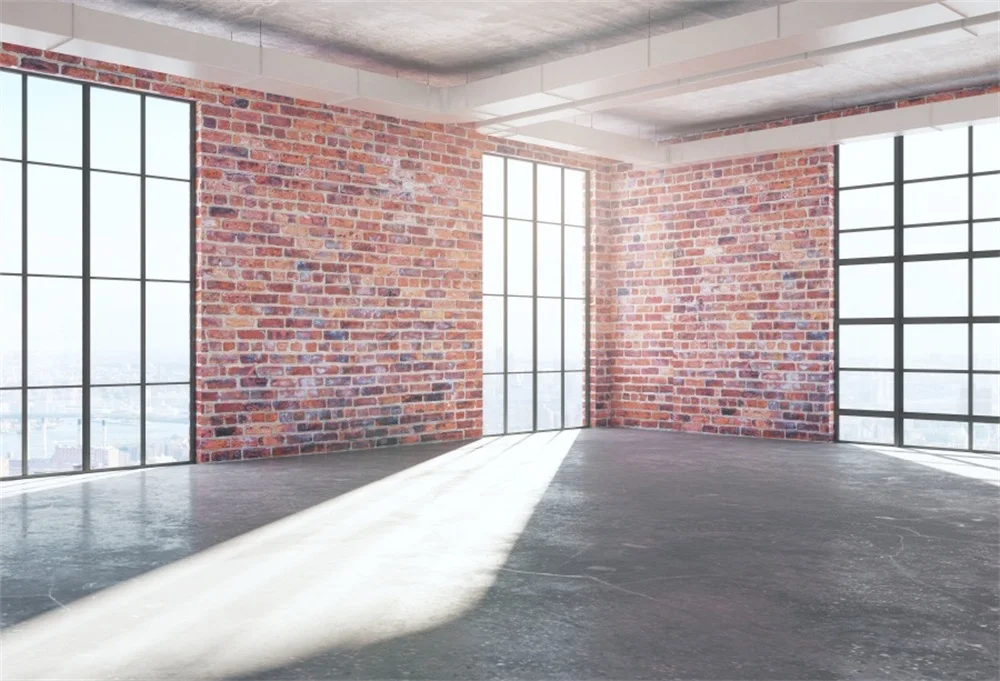

Laeacco Brick Wall Windows Sunshine Interior Photography Backgrounds Customized Photographic Backdrops For Photo Studio