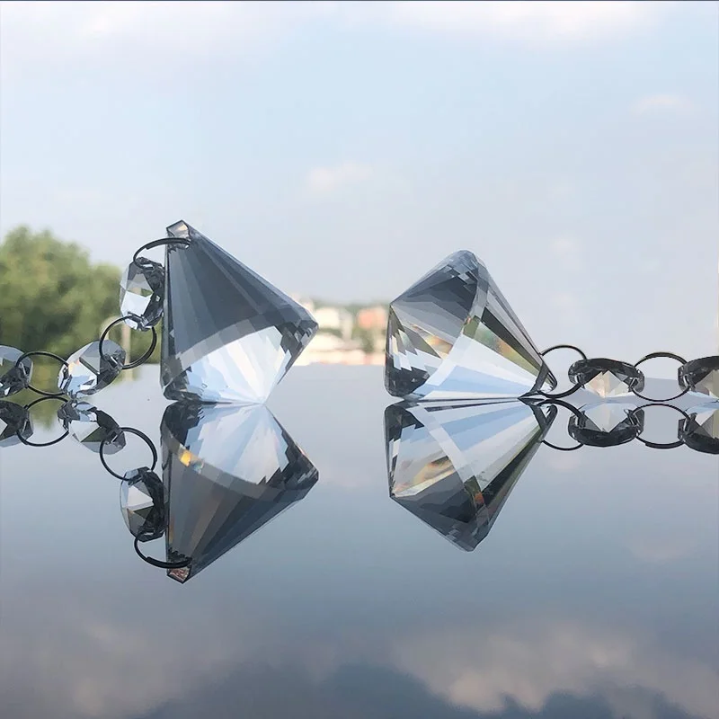 

1Pc Clear Chandelier Crystal Glass Prism String Garland Suncatcher Hanging Cone Pendant
