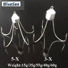 BlueSea заточенный для рыбалки Якорные Крючки Тройные рыболовные крючки с свинцовой головкой три челюстной захват этилированный пятикулачковый анкерный крюк