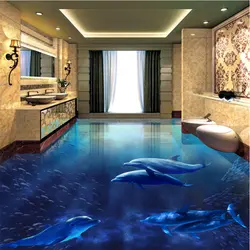 Beibehang большой пользовательские полы Дельфин подводный мир 3D стерео Ванная комната Гостиная Водонепроницаемый пол живопись