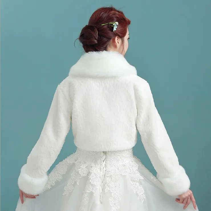 Новый Популярная Кепка рукав Свадебный искусственный мех куртки wrap свадебный модный воротник с рукавами невесты свадебные куртки женские