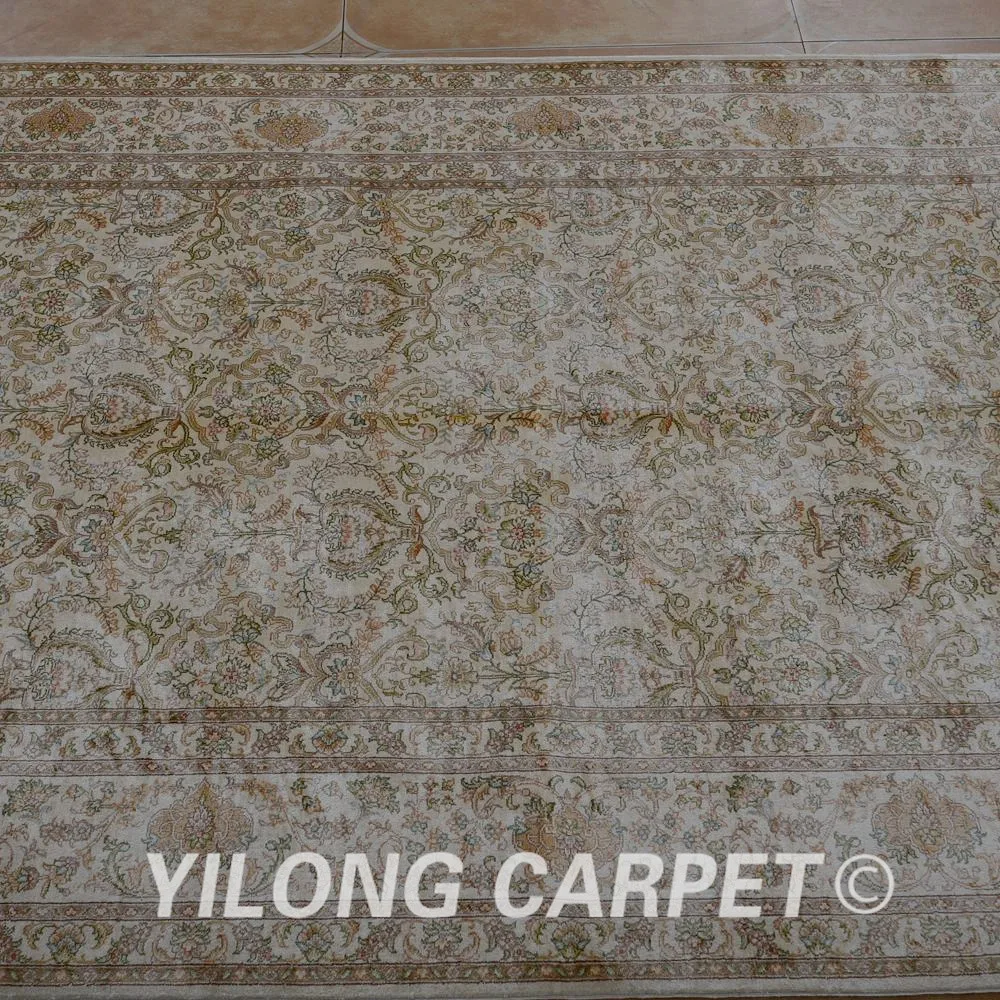 Yilong 4'x6. 2' традиционный шелковый ковер ручной работы коричневый vantage тонкие