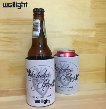 

140pcs White Neoprene Stubby Holders Custom Logo Printing Beer Cooler Bags Insulated Beer Bottle Sleeve Cover For Wedding Gifts