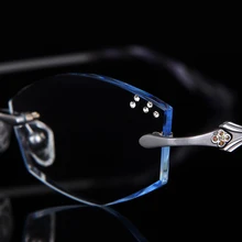 Очки алмазные женские Алмазные обрезные очки без оправы титановые с пресбиопии готовые очки цвет оправы 87