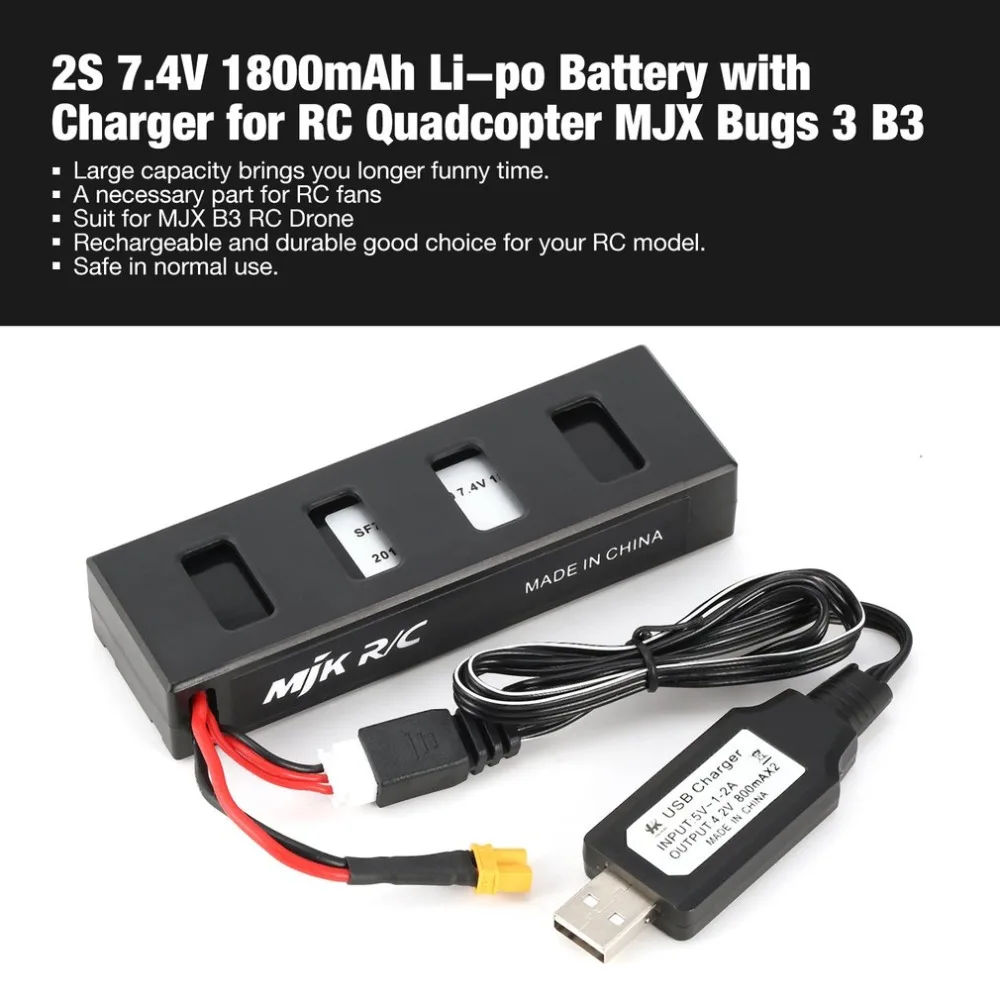 7.4V USB LiPo Battery Charger for MJX B3 Bugs 3 RC Drone Quadcopter Spare Parts