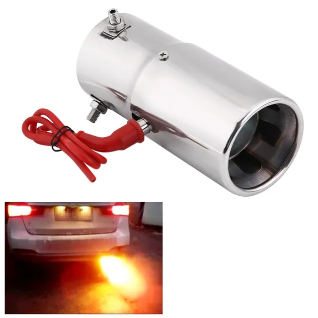 New 30 60mm Universal Stainless Steel Car LED Red Light Tail Exhaust