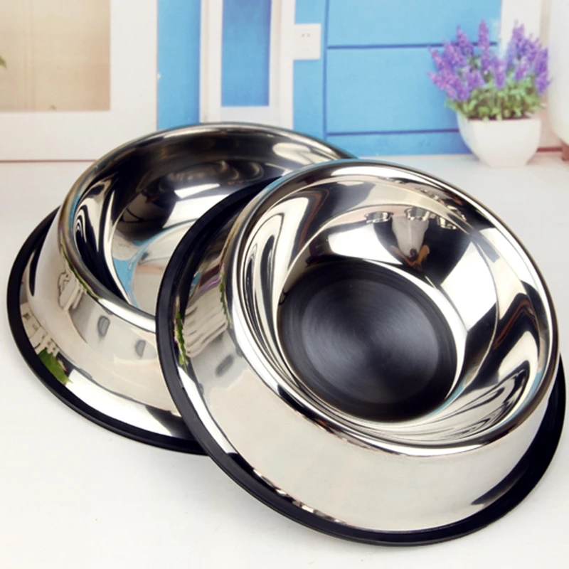 

1pc Pet Dog Food Bowls Stainless Steel Puppy Cat Bowl Water Food Storage Feeder Golden retriever Poodle Feeding Dish 5 Sizes