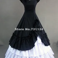 Элегантное черно-белое хлопковое платье в викторианском стиле для Хэллоуина, готический костюм Лолиты, вечерние костюмы