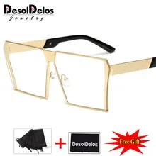 DesolDelos, большие размеры, Мужские квадратные оправы для очков, Женские оправы без оправы,, винтажные Восьмиугольные оправы для очков, металлические прозрачные линзы