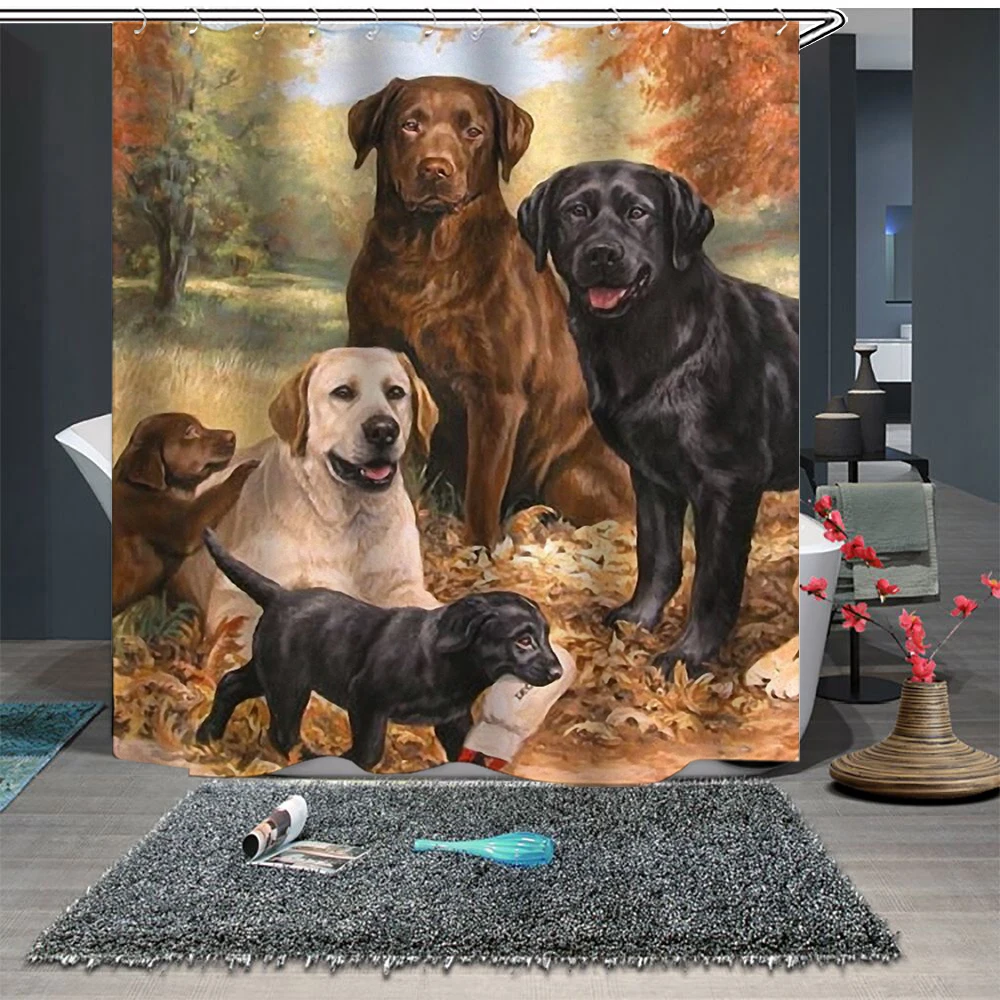 

Shower Curtain 3D Dog Animals Colorful Big Art Elephant Print Polyester Fabric Waterproof Mildewproof Bathroom Curtain
