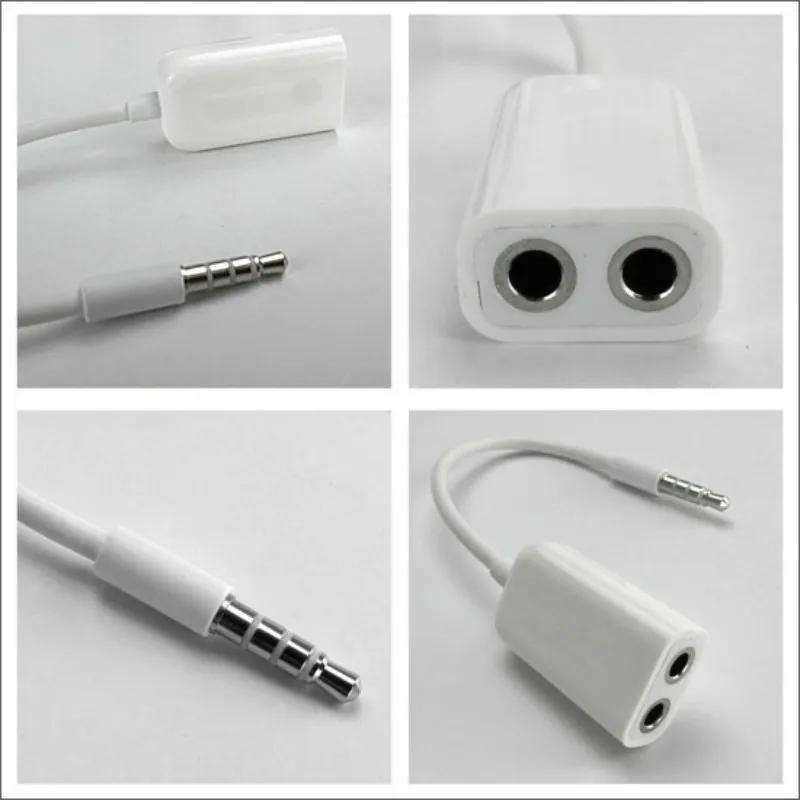 Goede 3.5mm dubbele jack Hoofdtelefoon splitter voor iPod iPhone 4 4 S iPad2 Oortelefoon Adapter Connector Kabel Liefhebbers Accessoires