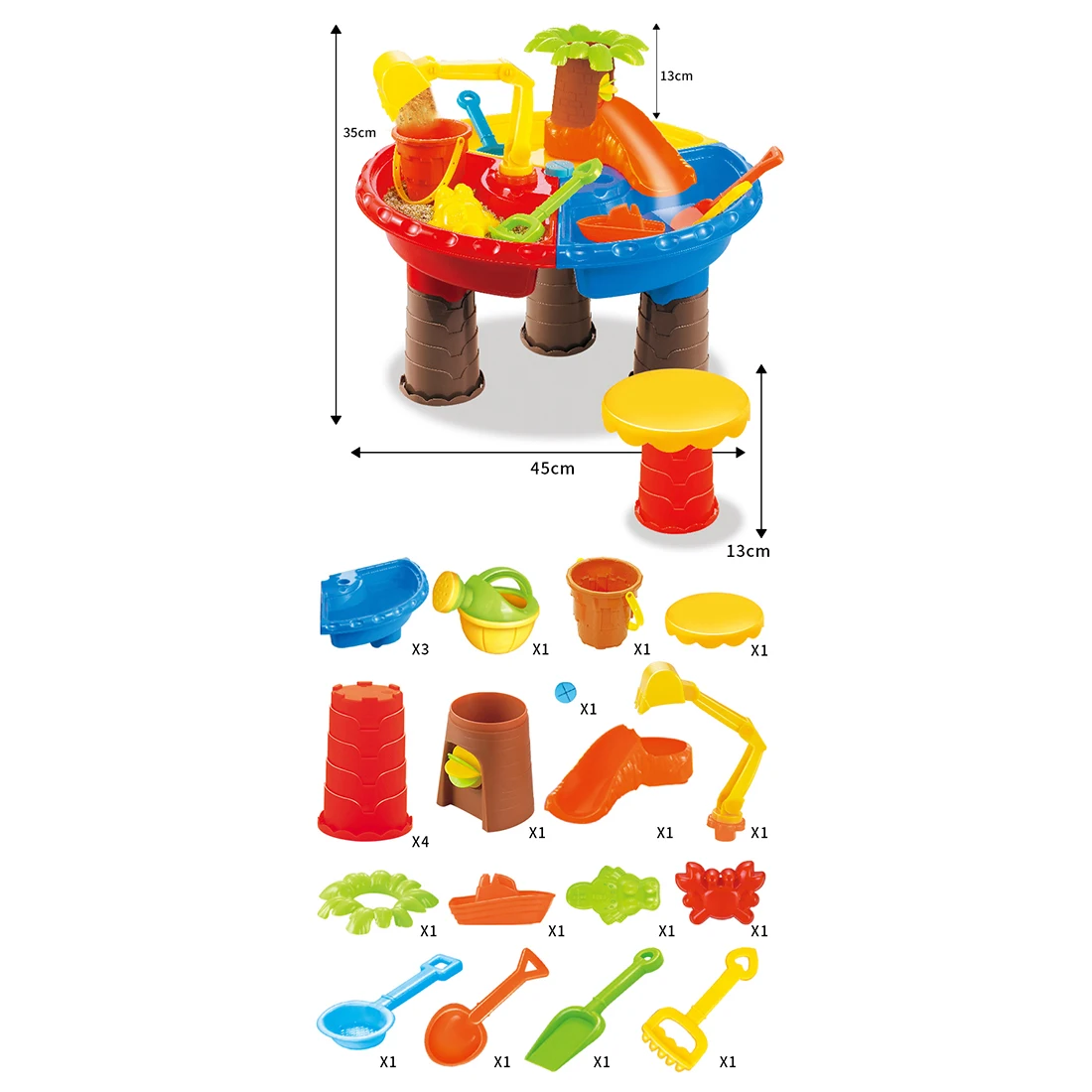  22Pcs Kids Plastic Sand Pit Set Beach Sand Table Water Play Toy Outdoor Beach Sanding Toys For Chil