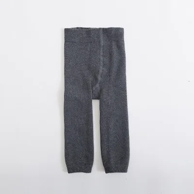 Зимние махровые штаны для малышей; теплые эластичные брюки для маленьких девочек; модные хлопковые однотонные леггинсы с высокой талией для малышей - Цвет: gray