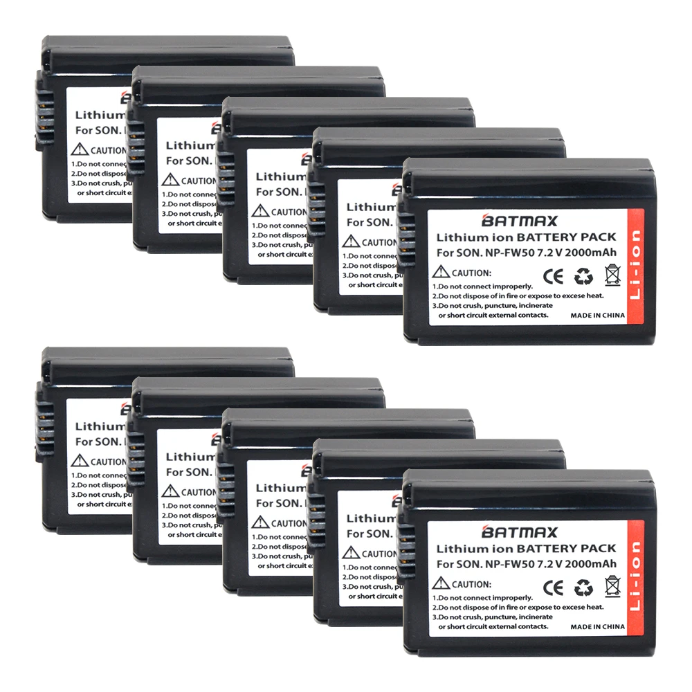 Online Batmax 10 Uds 2000mah NP FW50 NP FW50 batería recargable para Sony NEX 7 NEX 5R NEX F3 NEX 3D alfa a5000 a6000 Alpha 7 a7II