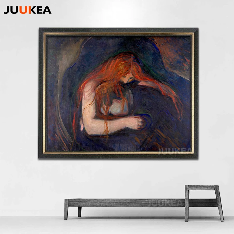 

Vampire By Edvard Munch The Museum of Modern Art Copy, Canvas Art Print Painting Wall Picture For Living Room Home Decor