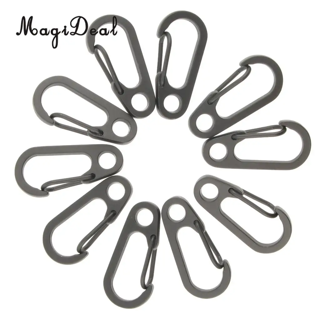 10Pcs Mini Snap Spring Clip Hook Carabiners Outdoor Camping Tool Keychain Gray, Strong and Durable