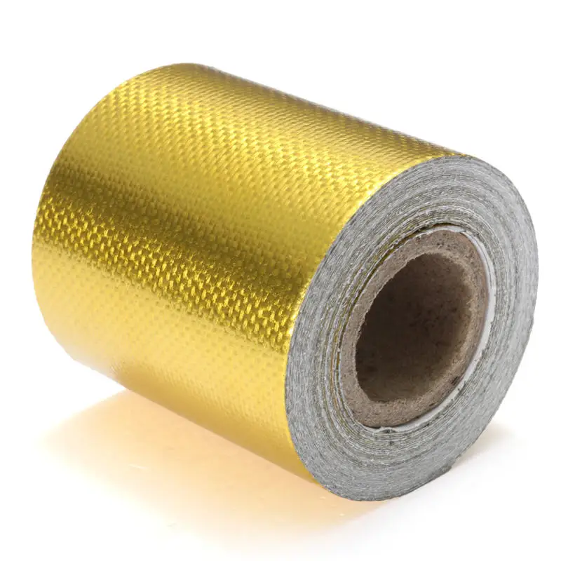 MTGATHER Self Adhesive Reflective High Temperature Heat Protect For Wrap Tape Heat Tape Gold Newest 4.5mx50mm