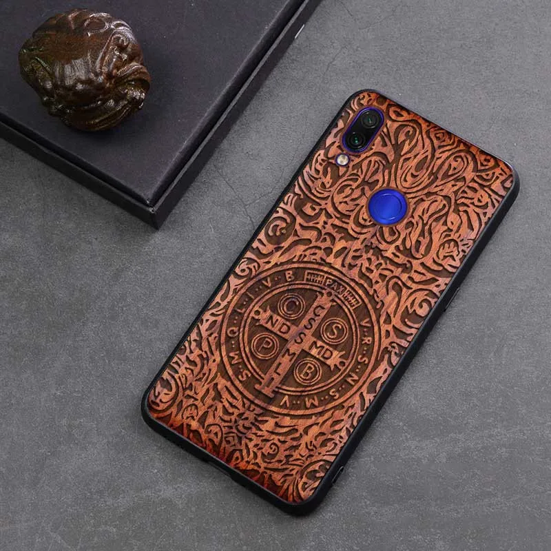 Резной деревянный ящик для Xiaomi redmi note 7 Xiaomi redmi note 7 pro противоударный чехол TPU бампер чехол redmi note 7 Чехол деревянный корпус