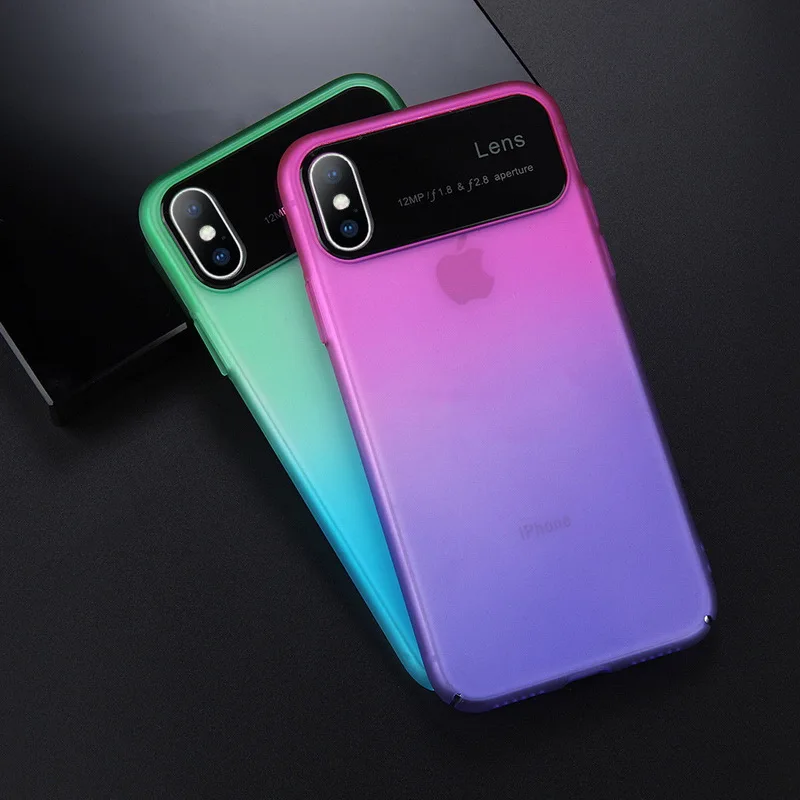 

Luxury Gradient Color Smooth Mirror Case For iPhone X XR XS Max 6 6S 7 8 Plus Gradual Colorful Hard PC Plastic Phone Cover Cases
