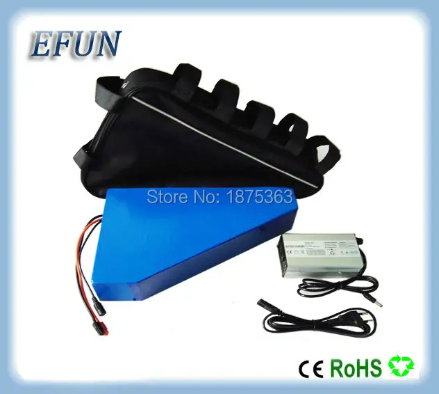 

High power 48V 20Ah triangle battery rechargeable 18650 battery pack for fat tire bike with trianle bag
