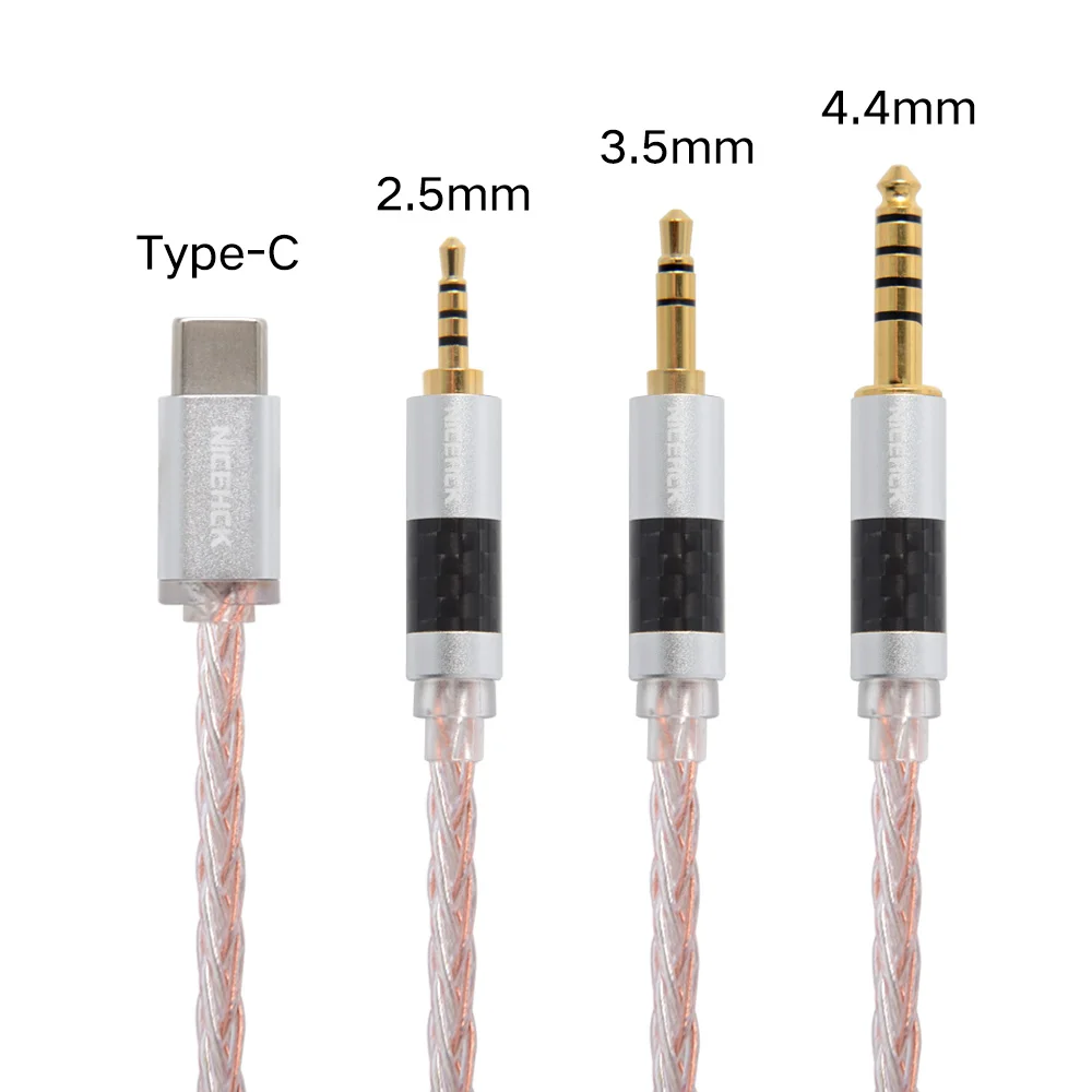 NICEHCK 8 Core Copper Silver Mixed Cable Upgrade TypeC/Type-C/3.5/2.5/4.4mm MMCX/2Pin For TRNV90 ZSX CCAC12 NICEHCK NX7 Pro/DB3