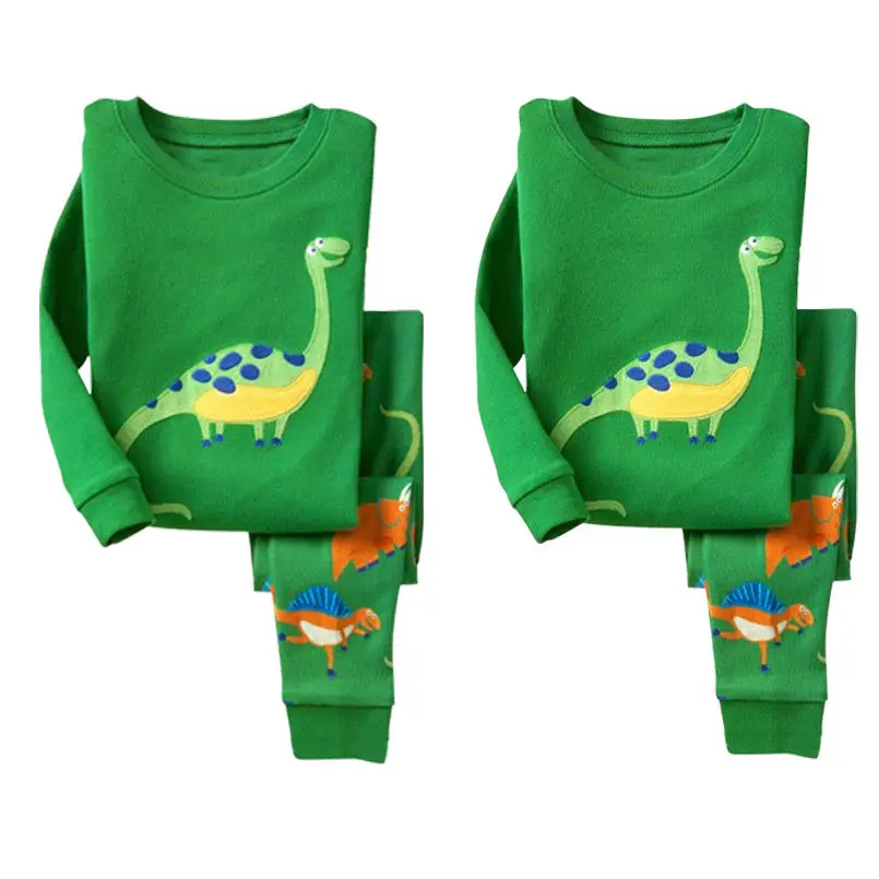 

2016 Autumn Kids Baby Boy Girls Dinosaur Pajamas Set Long sleev T-shirt pant Nightwear Sleepwear Homewear
