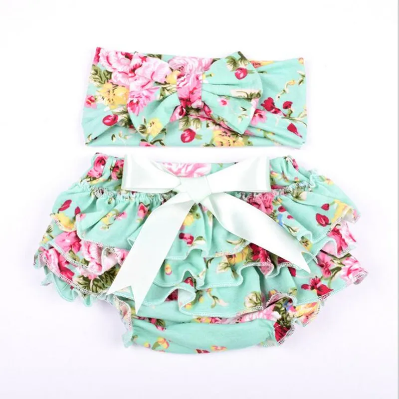 green floral ruffle bloomer set 