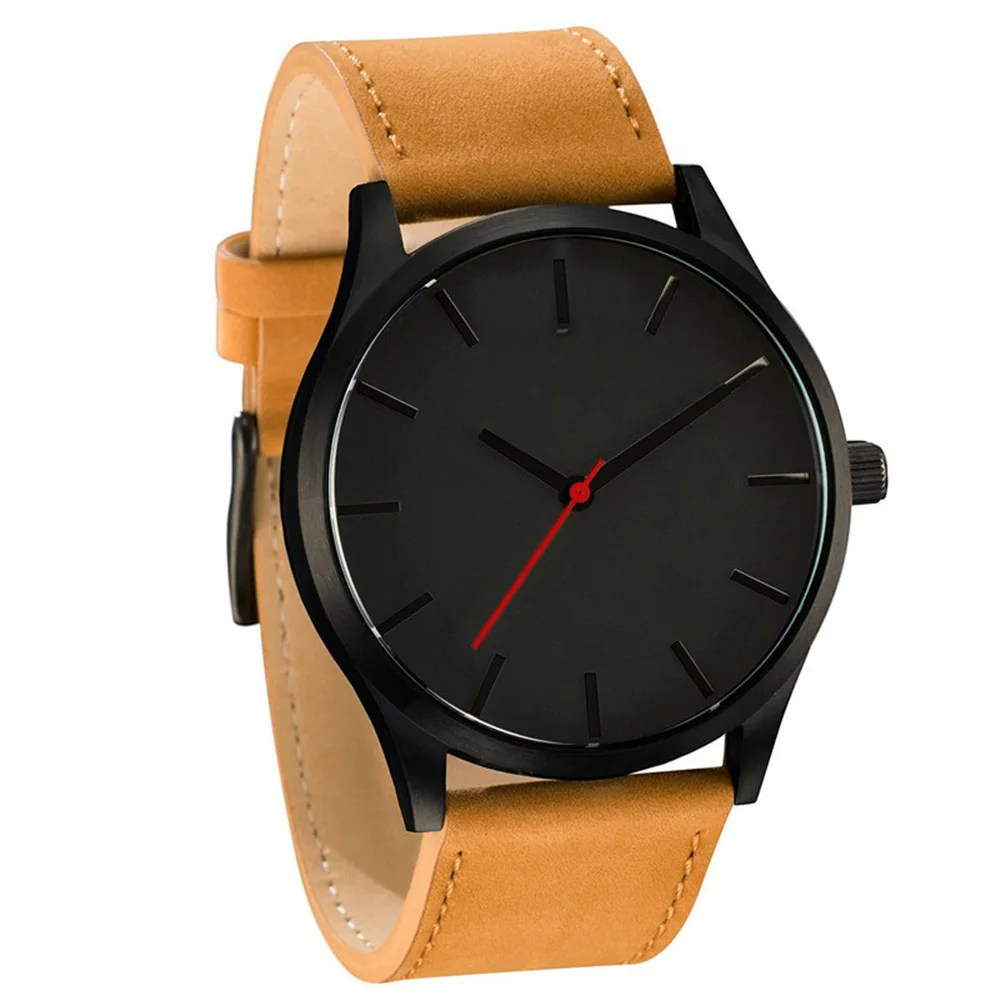 

2019 Fashion Military Sport Wristwatch Men Watch Leather Quartz Men's Watch Complete Calendar Watches No LOGO Clock